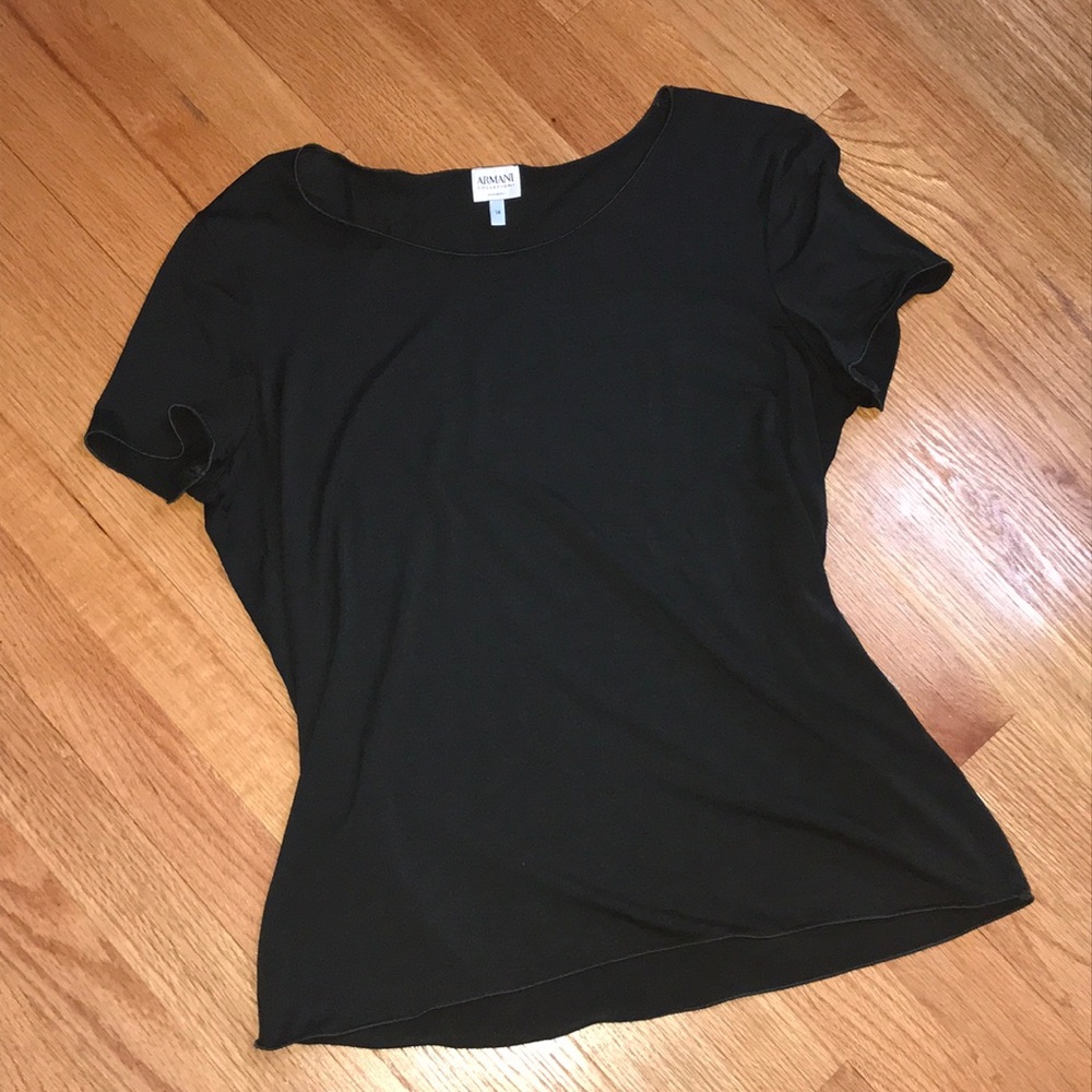 ARMANI COLLEZIONI black womens short sleeve top